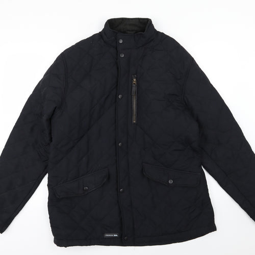 Trespass Mens Black Argyle/Diamond  Overcoat Coat Size XL