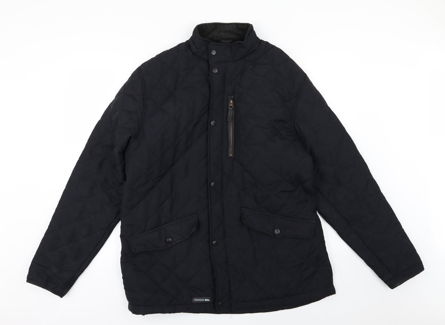 Trespass Mens Black Argyle/Diamond  Overcoat Coat Size XL