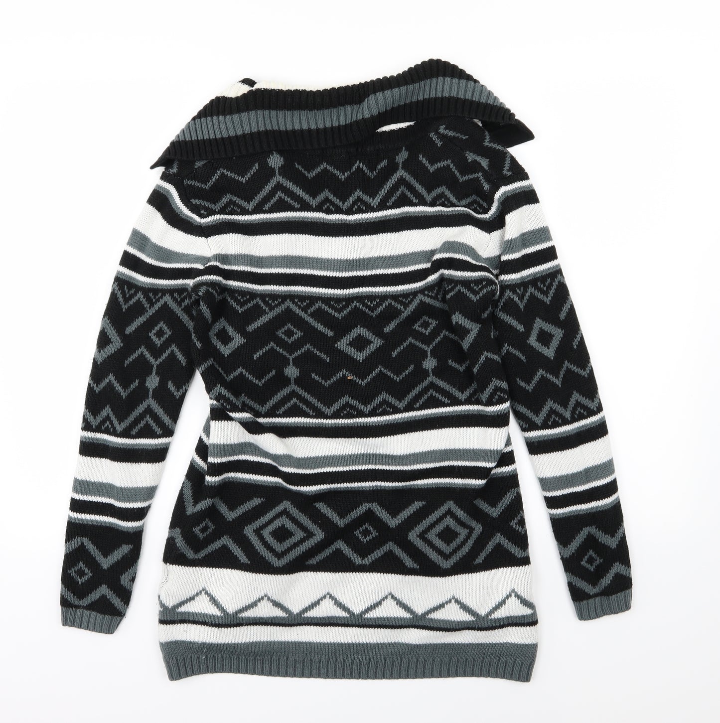 B You Womens Grey Striped Knit Cardigan Jumper Size 8