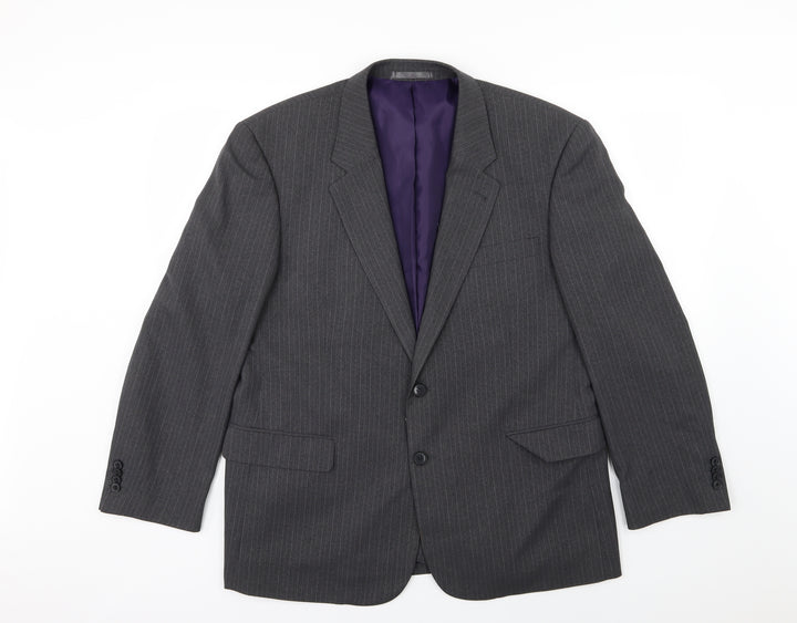 Taylor & Wright Mens Grey Striped Rayon Jacket Suit Jacket Size 44