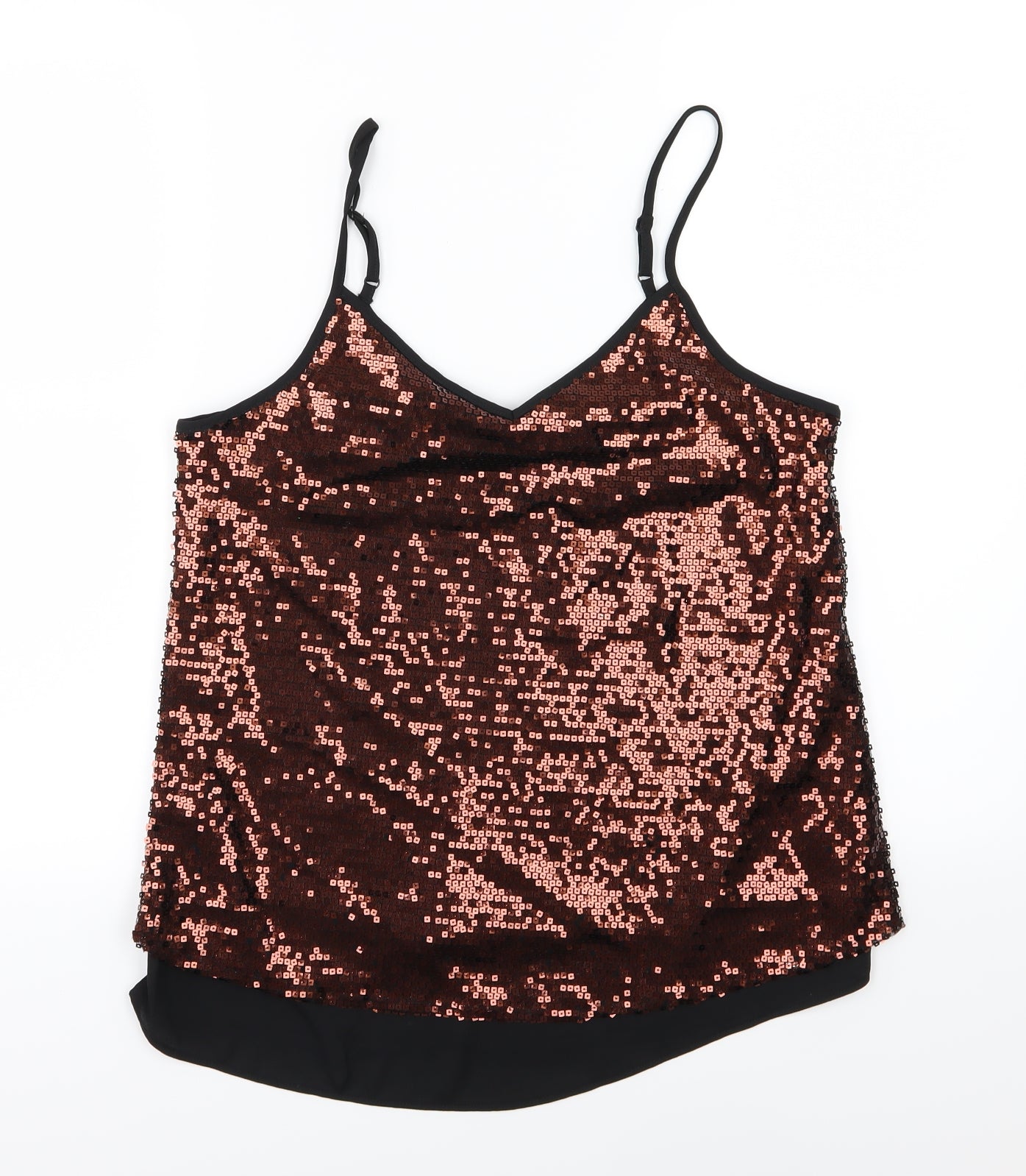Dorothy Perkins Womens Brown  Chiffon Camisole Blouse Size 8  - Sequin
