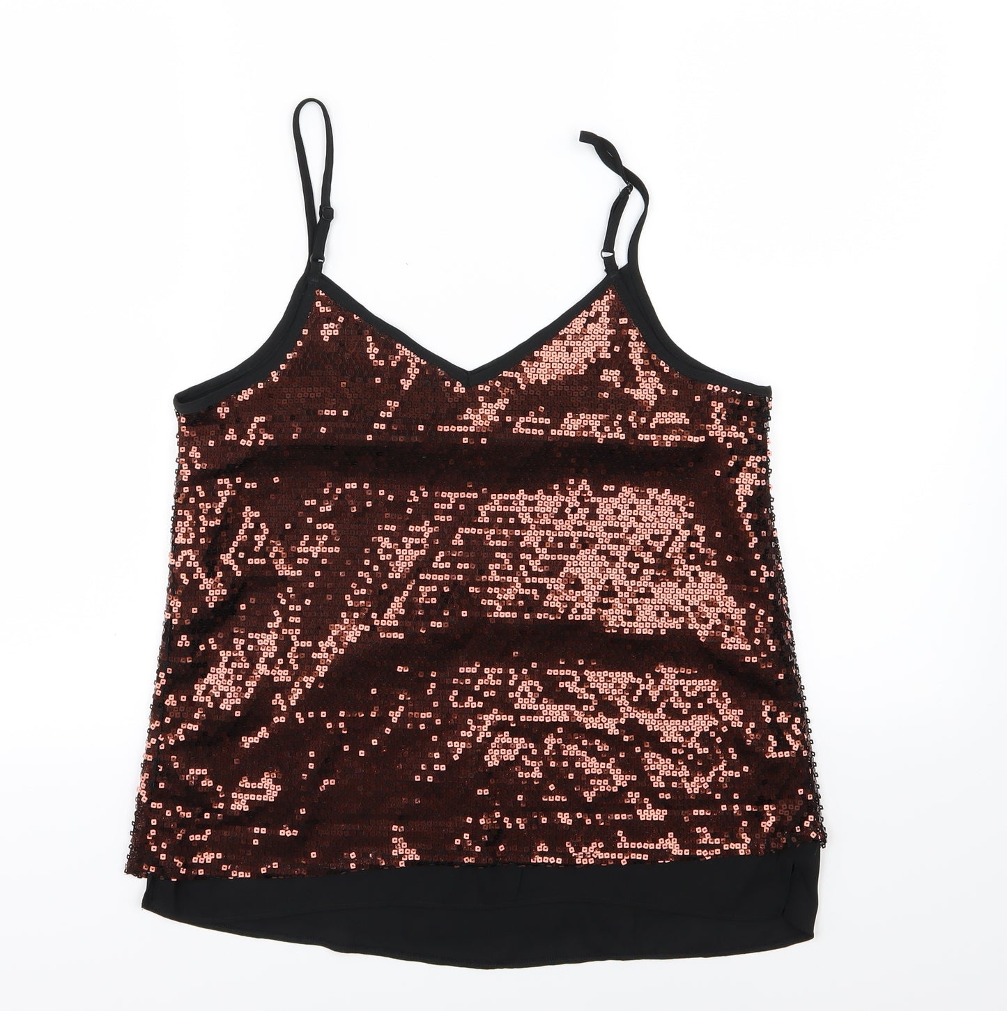 Dorothy Perkins Womens Brown  Chiffon Camisole Blouse Size 8  - Sequin