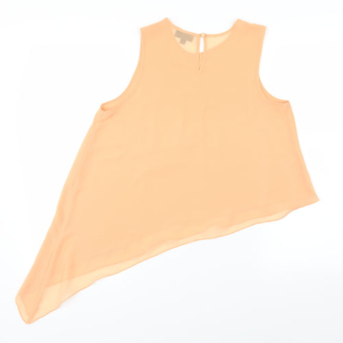 Topshop Womens Orange  Chiffon Basic Blouse Size 8  - Aysemmetrical Hem