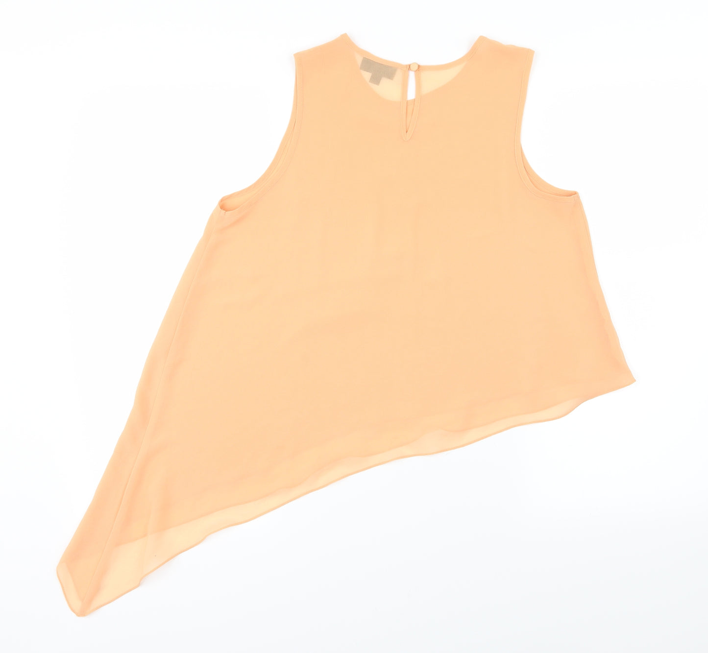 Topshop Womens Orange  Chiffon Basic Blouse Size 8  - Aysemmetrical Hem