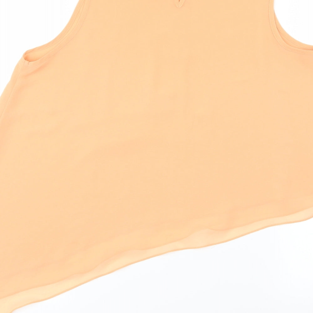 Topshop Womens Orange  Chiffon Basic Blouse Size 8  - Aysemmetrical Hem