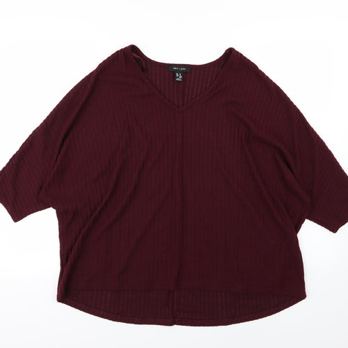 New Look Womens Purple  Knit Pullover Jumper Size M  - Burgundy