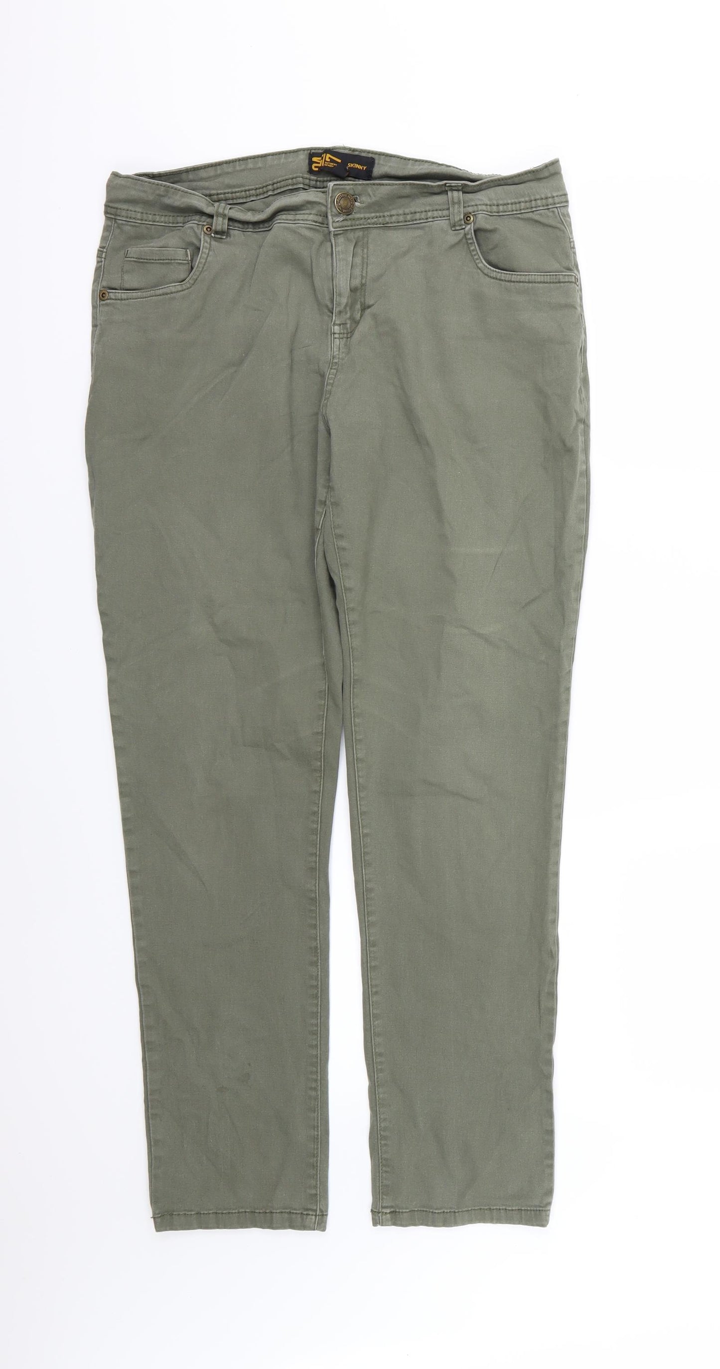 Peacocks Womens Green  Denim Straight Jeans Size 16 L29 in