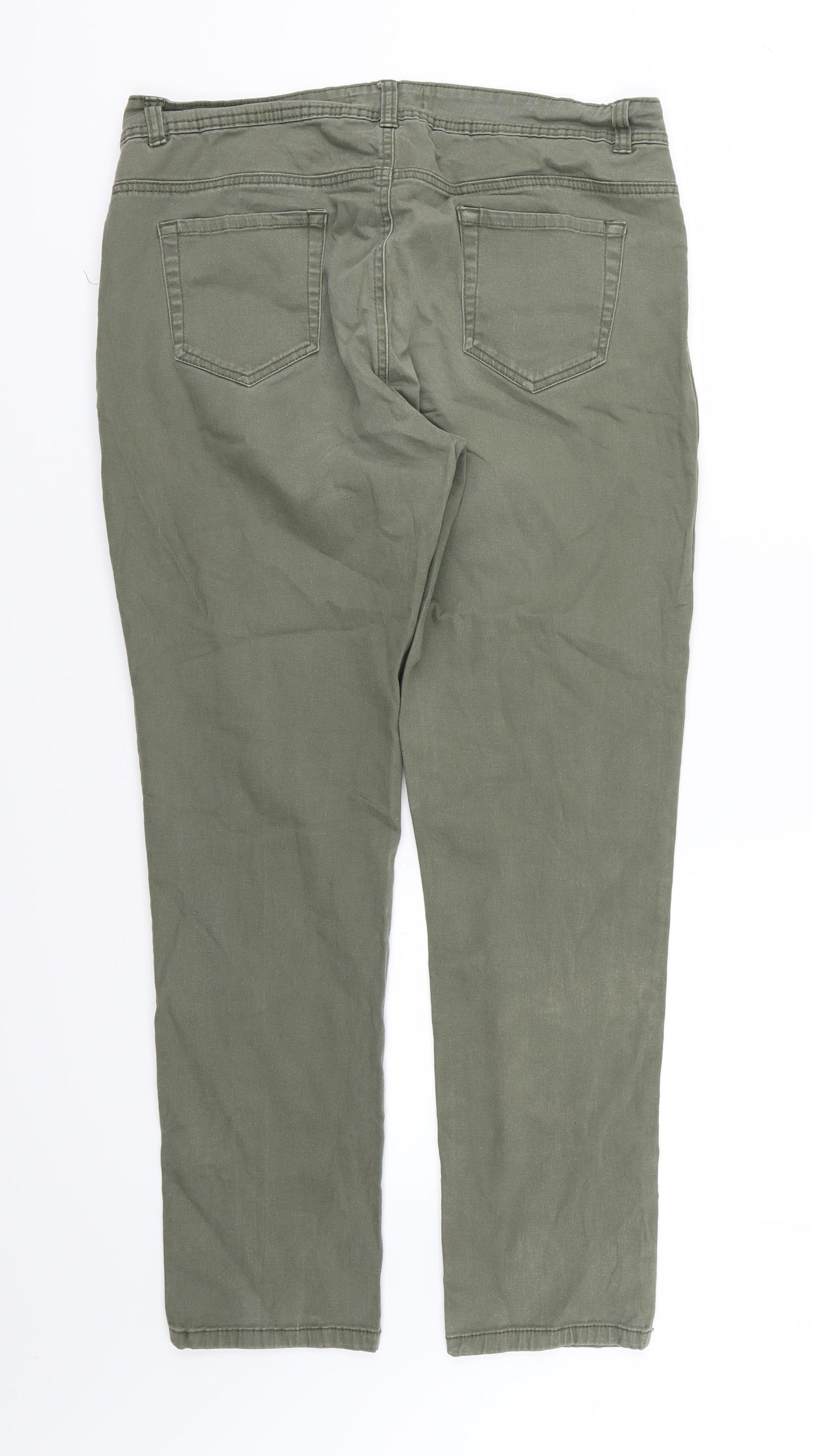Peacocks Womens Green  Denim Straight Jeans Size 16 L29 in