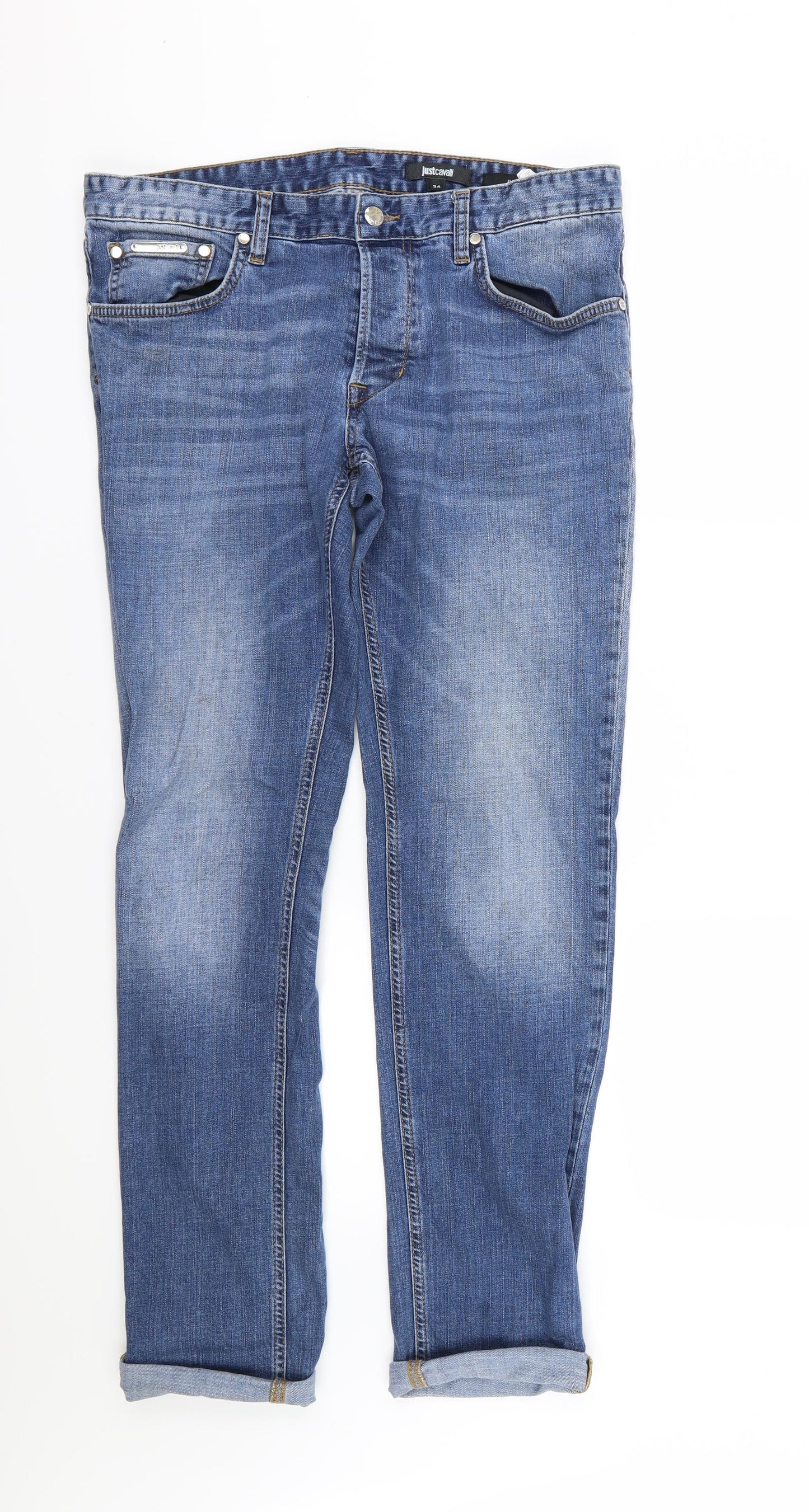 Just Cavalli Womens Blue  Denim Mom Jeans Size 34 in L31 in