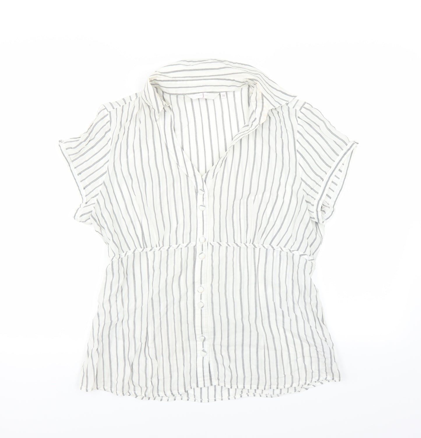 Debenhams Womens White Striped  Basic Blouse Size 16