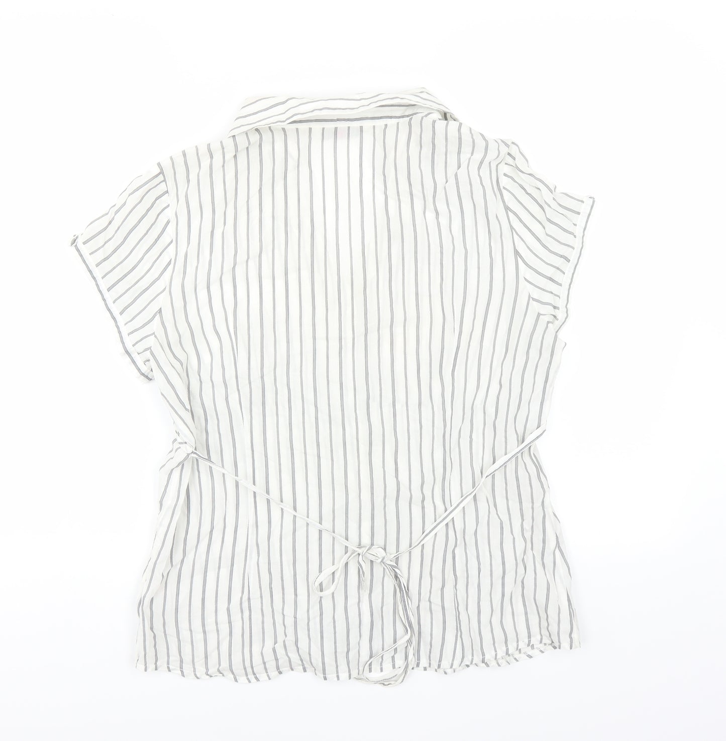 Debenhams Womens White Striped  Basic Blouse Size 16