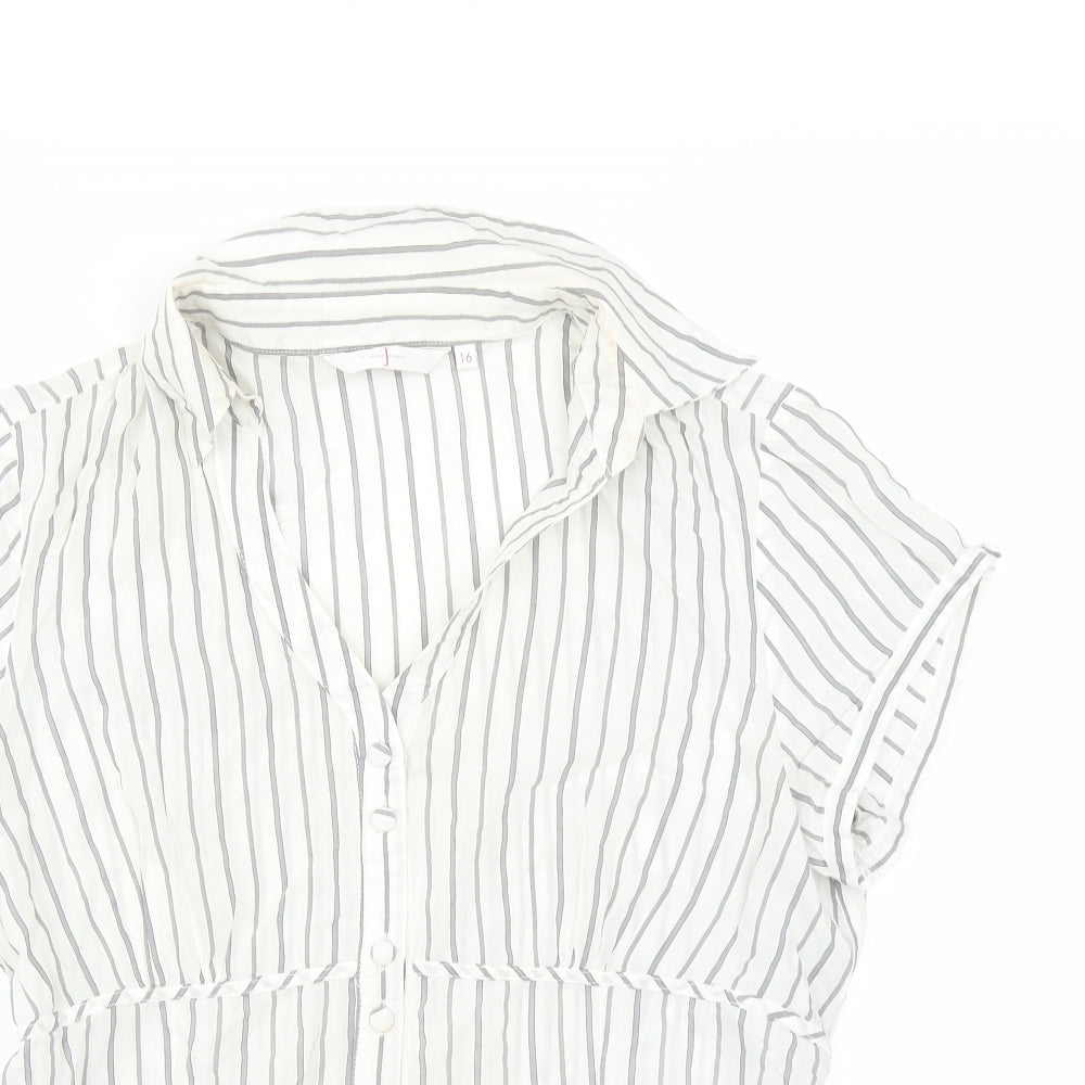 Debenhams Womens White Striped  Basic Blouse Size 16