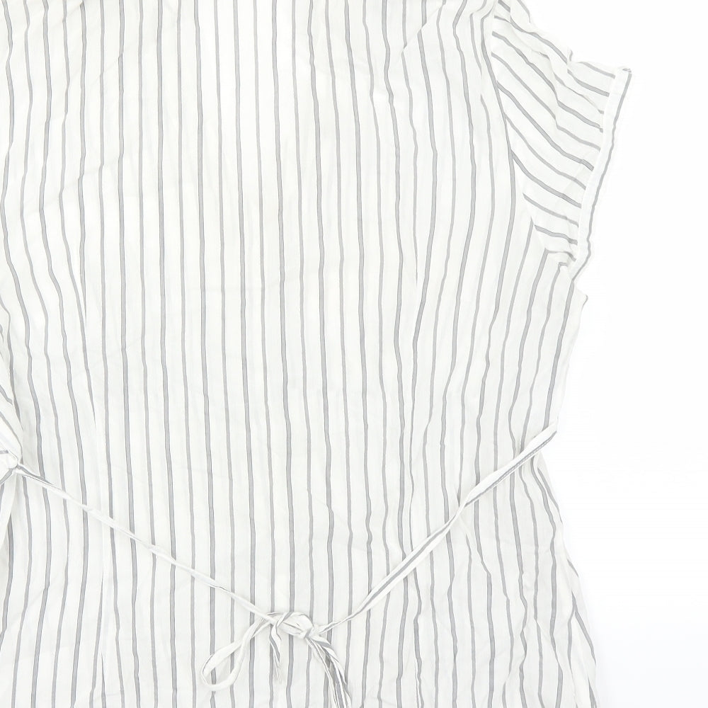 Debenhams Womens White Striped  Basic Blouse Size 16