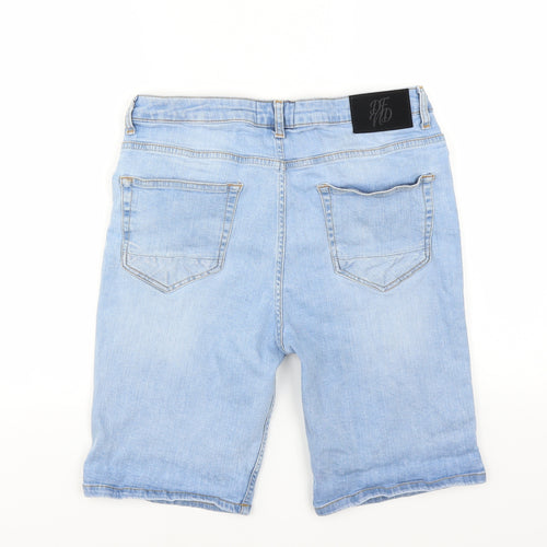 Defend London Mens Blue   Bermuda Shorts Size 34 in - DISTRESSED
