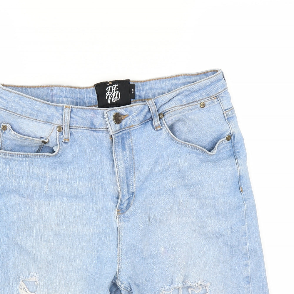 Defend London Mens Blue   Bermuda Shorts Size 34 in - DISTRESSED