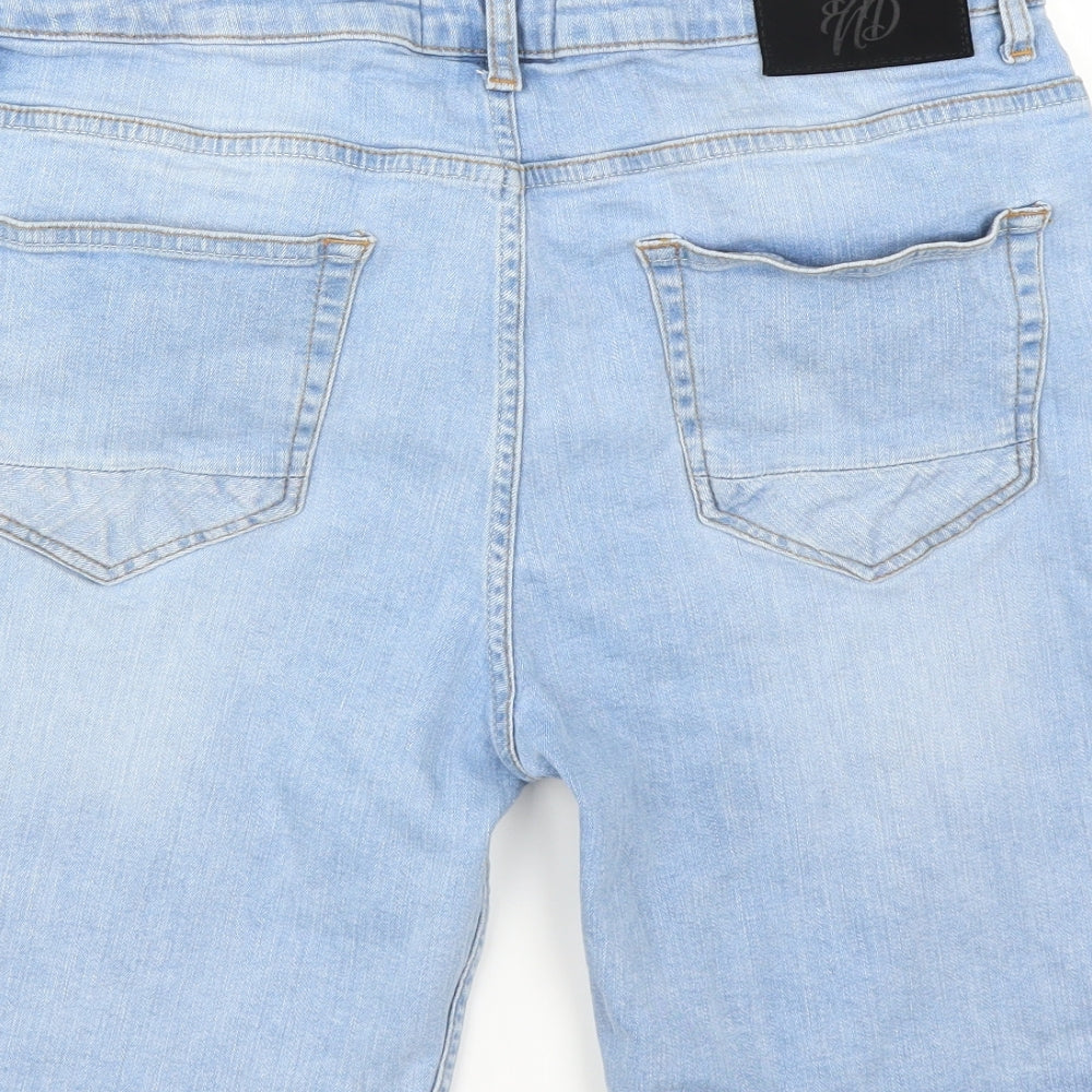 Defend London Mens Blue   Bermuda Shorts Size 34 in - DISTRESSED