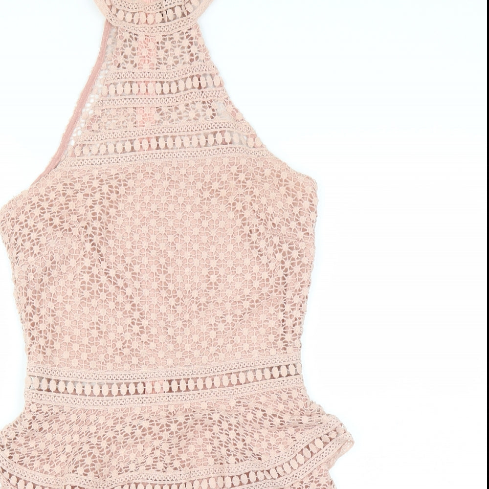 PRETTYLITTLETHING Womens Pink   Mini  Size 8  - crochet detail