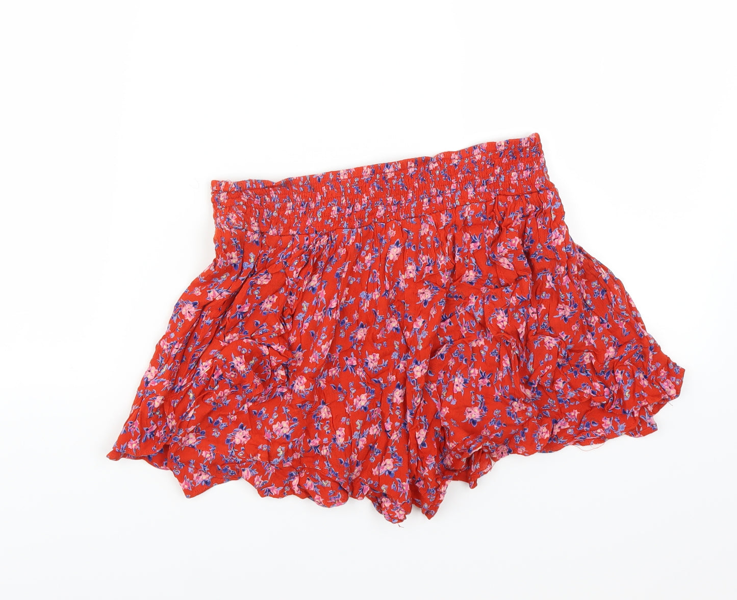 eoote Womens Red Floral  Hot Pants Shorts Size M