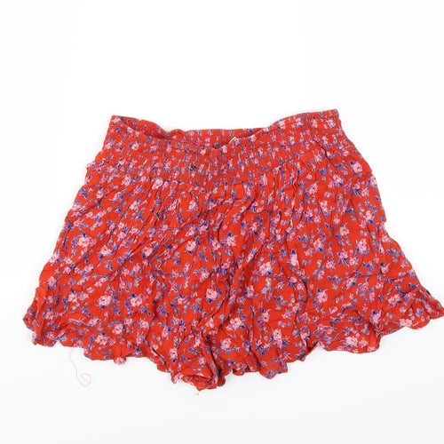 eoote Womens Red Floral  Hot Pants Shorts Size M