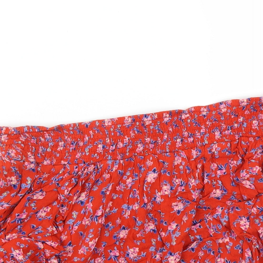 eoote Womens Red Floral  Hot Pants Shorts Size M