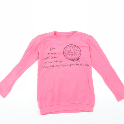 Preworn Girls Pink   Pullover Sweatshirt Size 7 Years