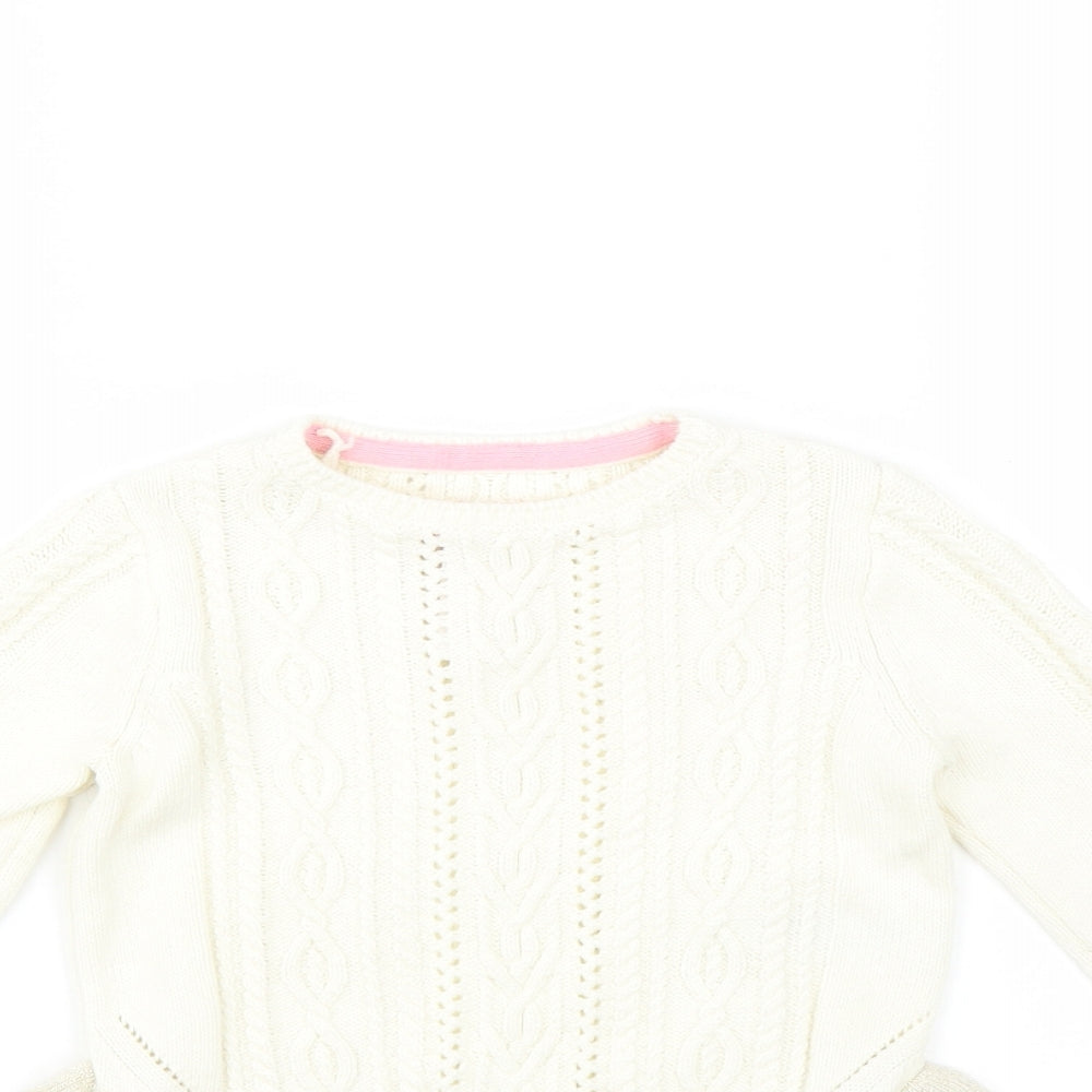 Lulurain Girls Ivory   Pullover Jumper Size 6 Years  - gold ruffle detail