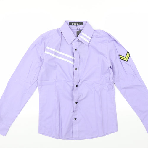 PODOM Mens Purple    Button-Up Size L