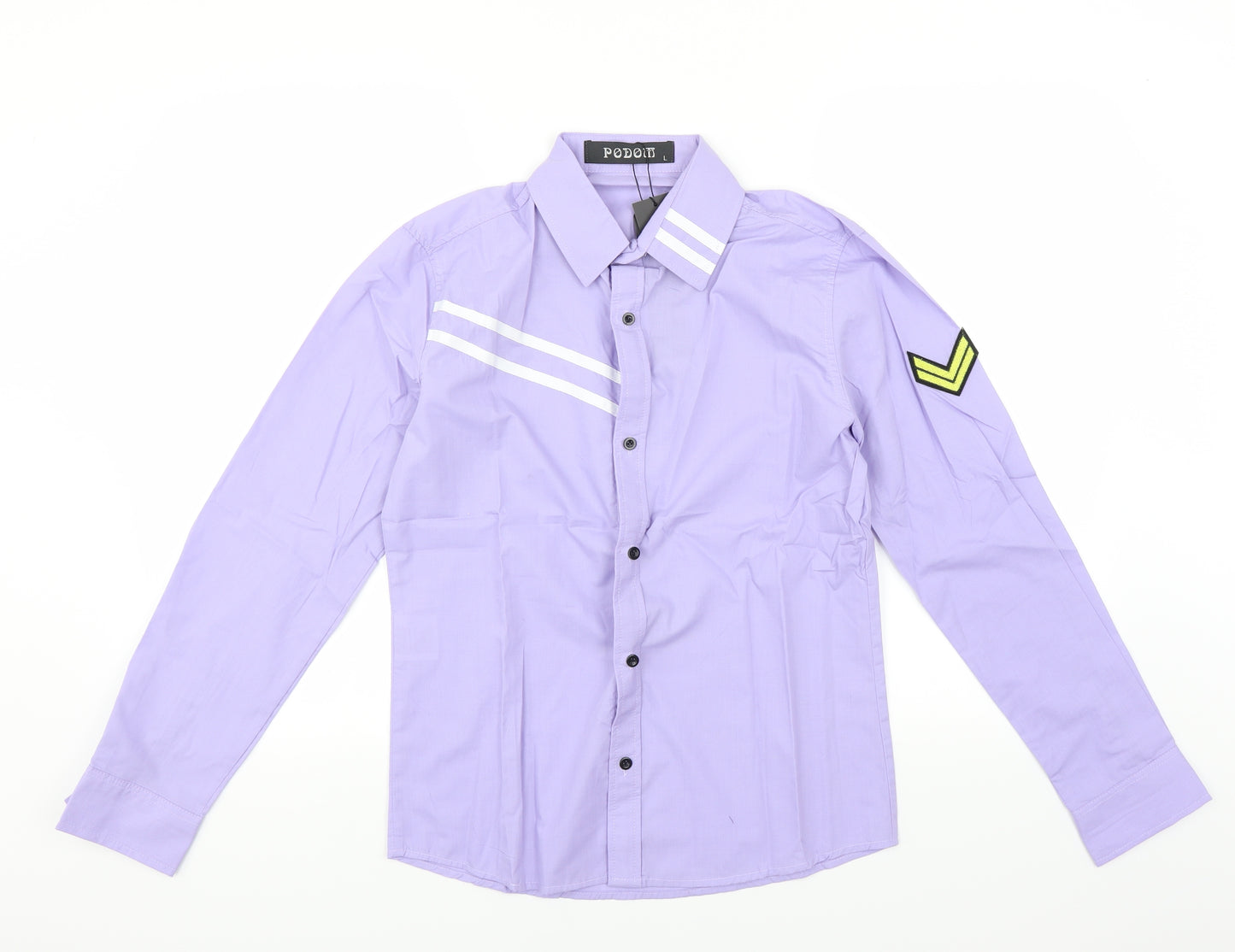 PODOM Mens Purple    Button-Up Size L
