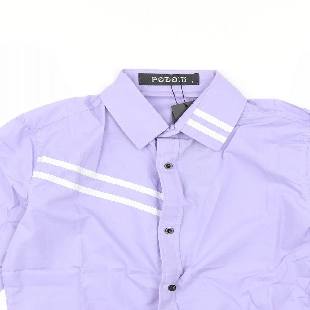 PODOM Mens Purple    Button-Up Size L