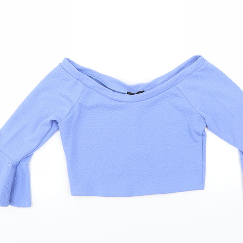 kiah Womens Blue   Basic Blouse Size 12  - CROPPED