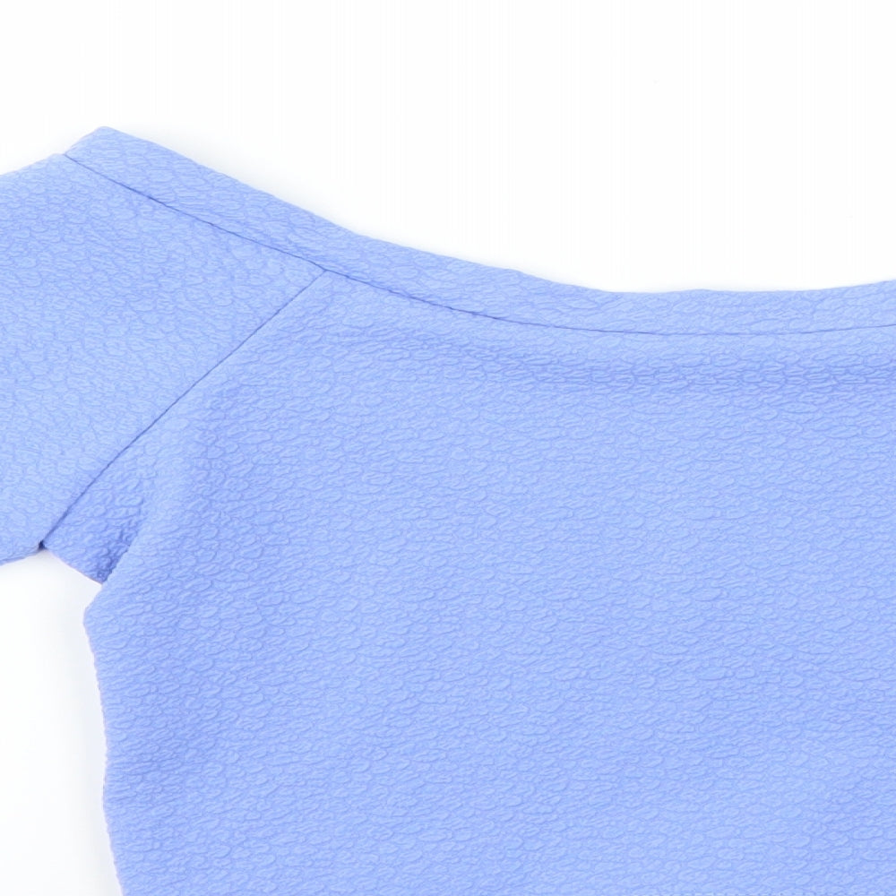 kiah Womens Blue   Basic Blouse Size 12  - CROPPED