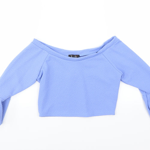 kiah Womens Blue   Basic Blouse Size 12  - CROPPED