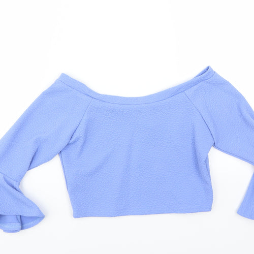 kiah Womens Blue   Basic Blouse Size 12  - CROPPED