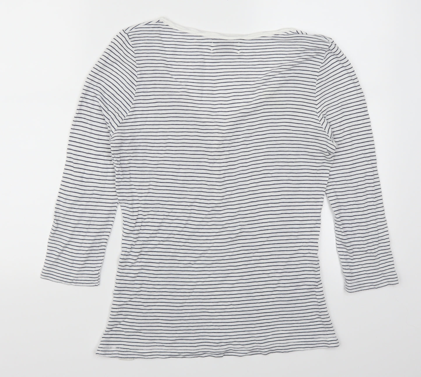 House Womens White Striped  Basic T-Shirt Size M