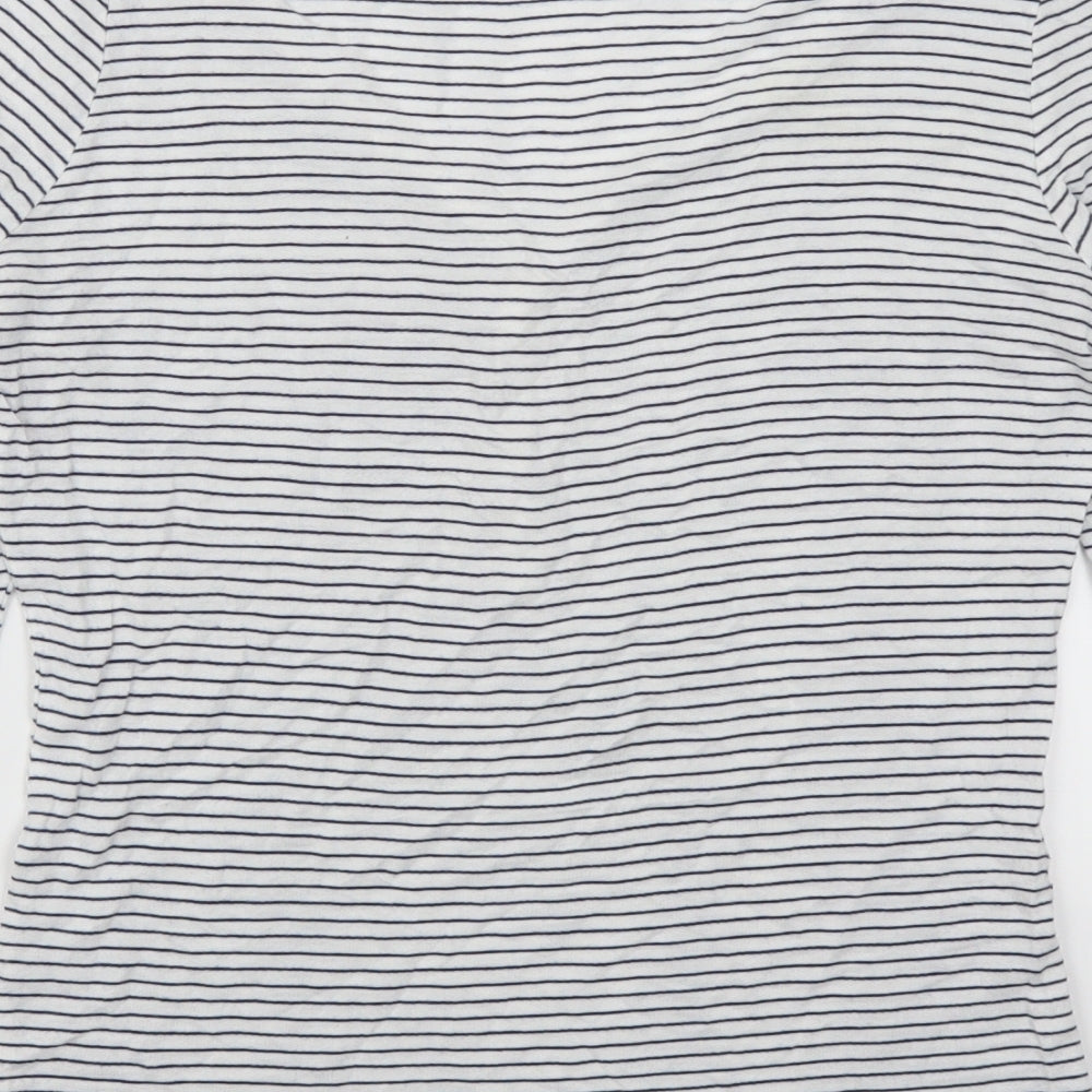 House Womens White Striped  Basic T-Shirt Size M