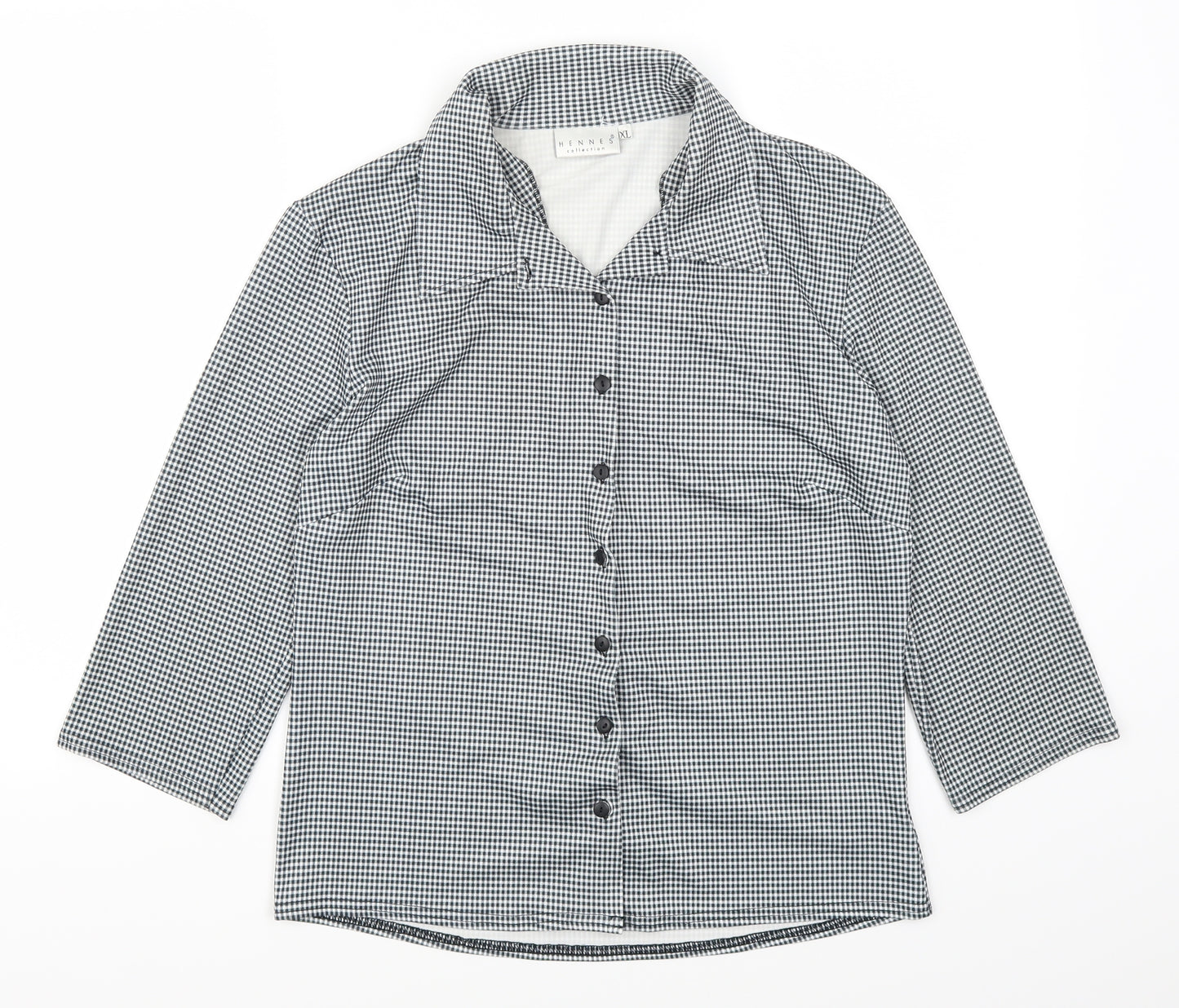 H&M Womens Grey Check  Basic Button-Up Size XL