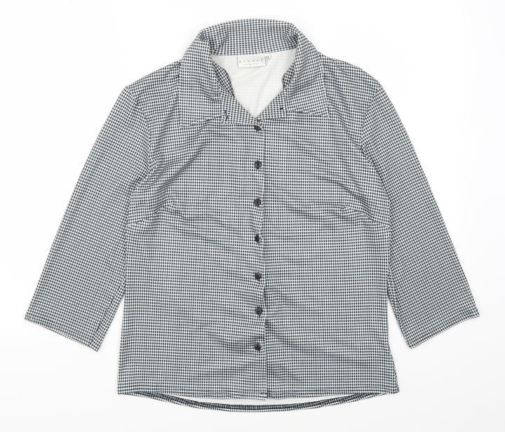 H&M Womens Grey Check  Basic Button-Up Size XL