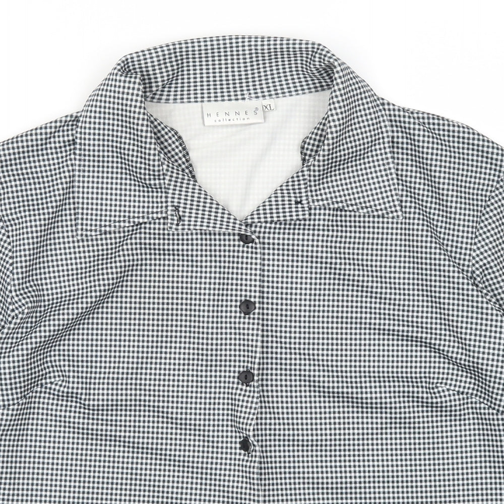 H&M Womens Grey Check  Basic Button-Up Size XL