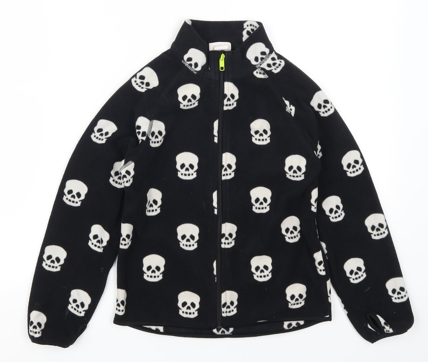 H&M Boys Black Geometric Fleece Jacket  Size 7-8 Years  - Skulls