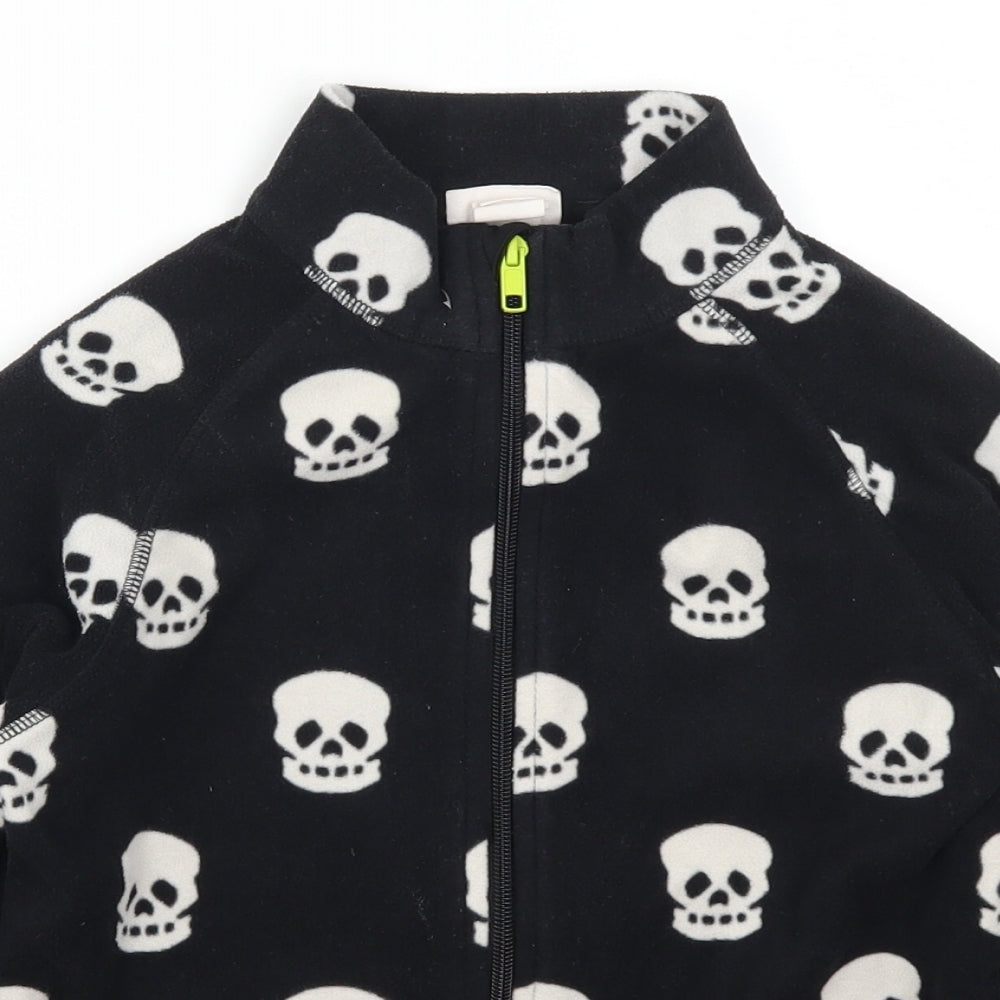 H&M Boys Black Geometric Fleece Jacket  Size 7-8 Years  - Skulls