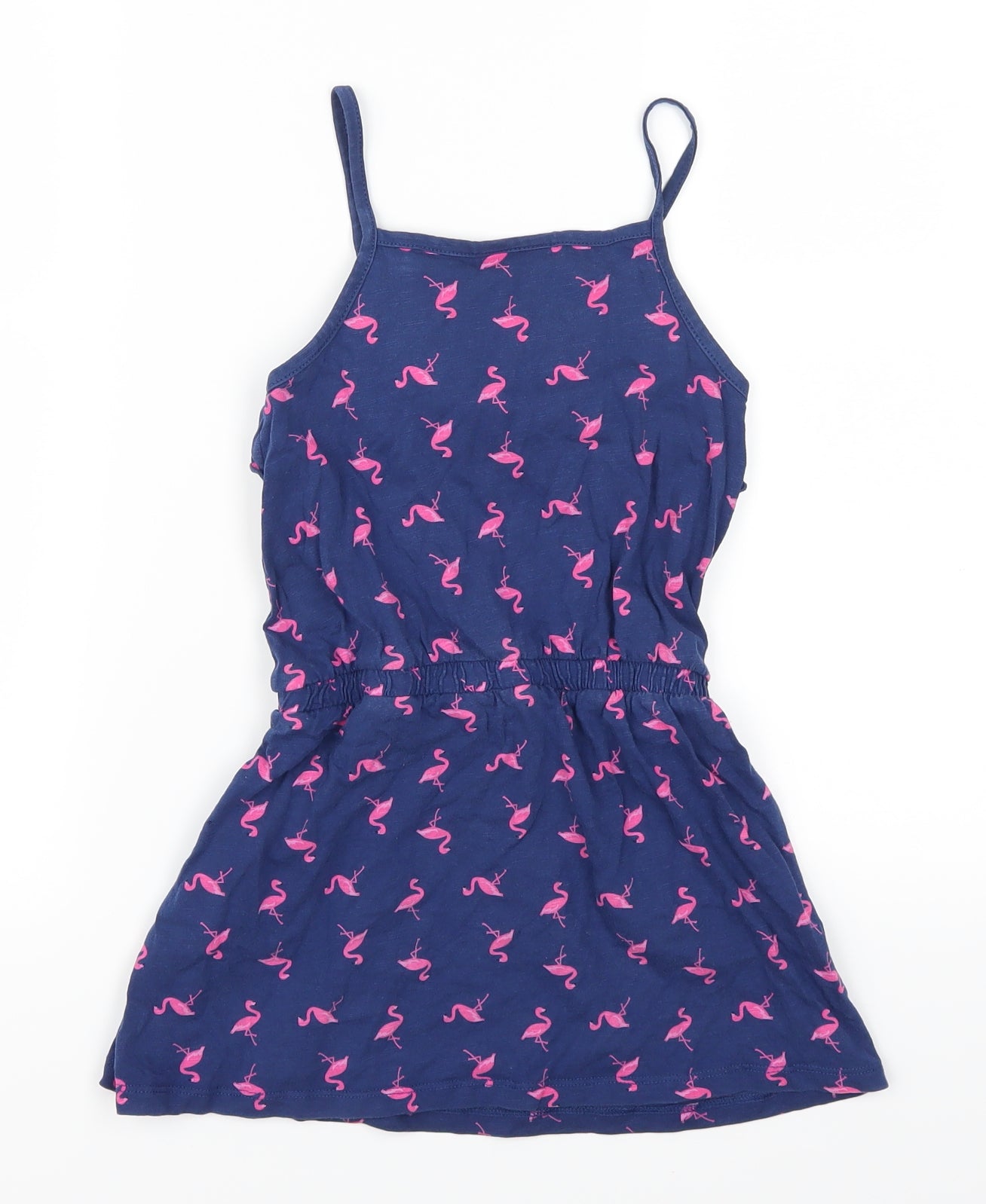 Matalan Girls Blue Animal Print  Tank Dress  Size 6 Years  - Flamingo