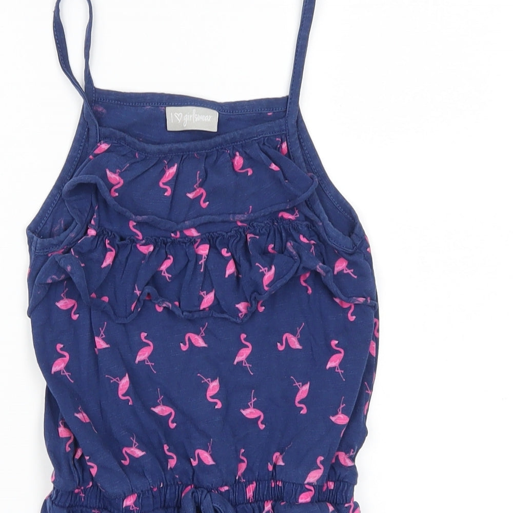 Matalan Girls Blue Animal Print  Tank Dress  Size 6 Years  - Flamingo