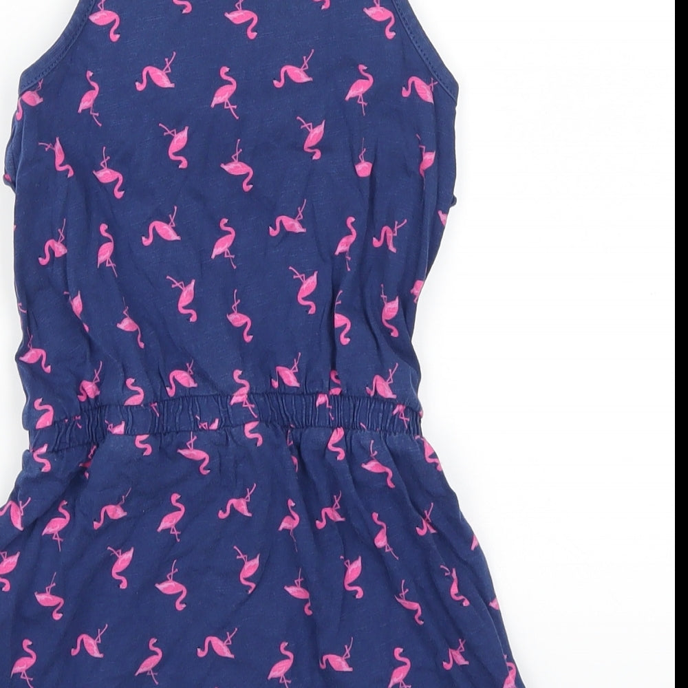 Matalan Girls Blue Animal Print  Tank Dress  Size 6 Years  - Flamingo