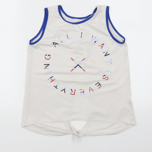Matalan Girls White   Basic Tank Size 9 Years  - All I Want Is Everything
