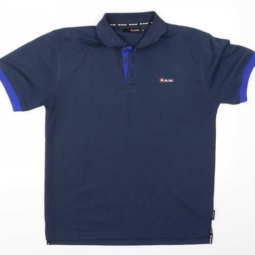 RAM Mens Blue    Polo Size M