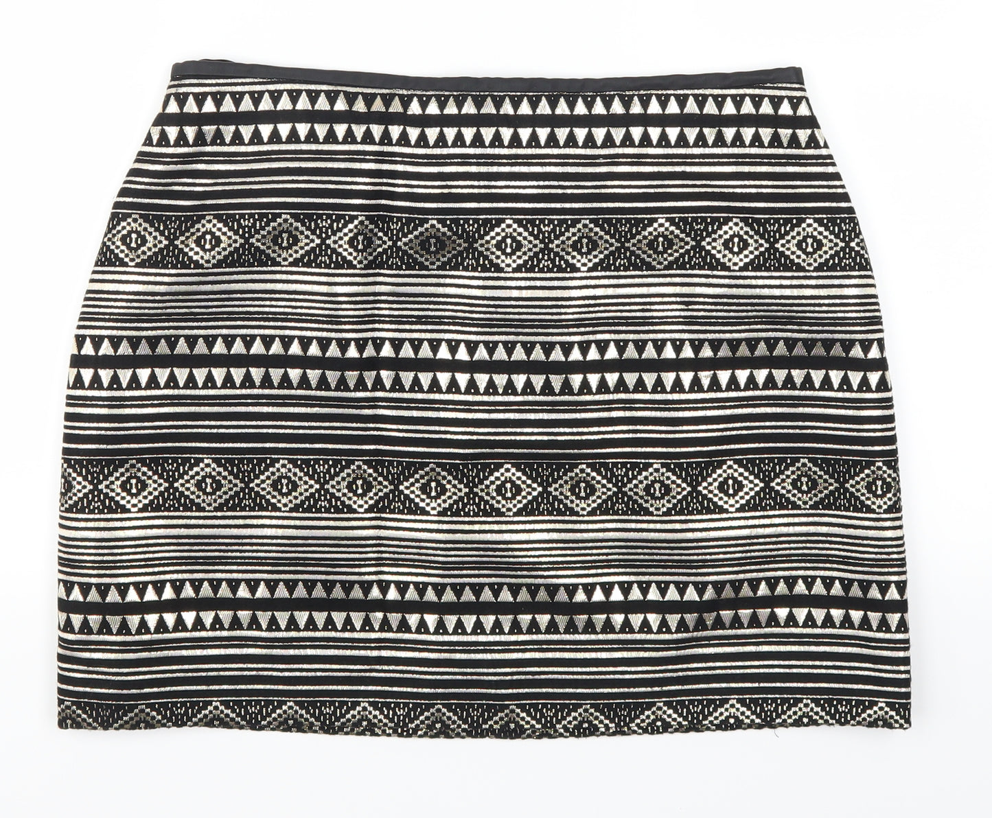 Oasis Womens Gold Geometric  Mini Skirt Size 12