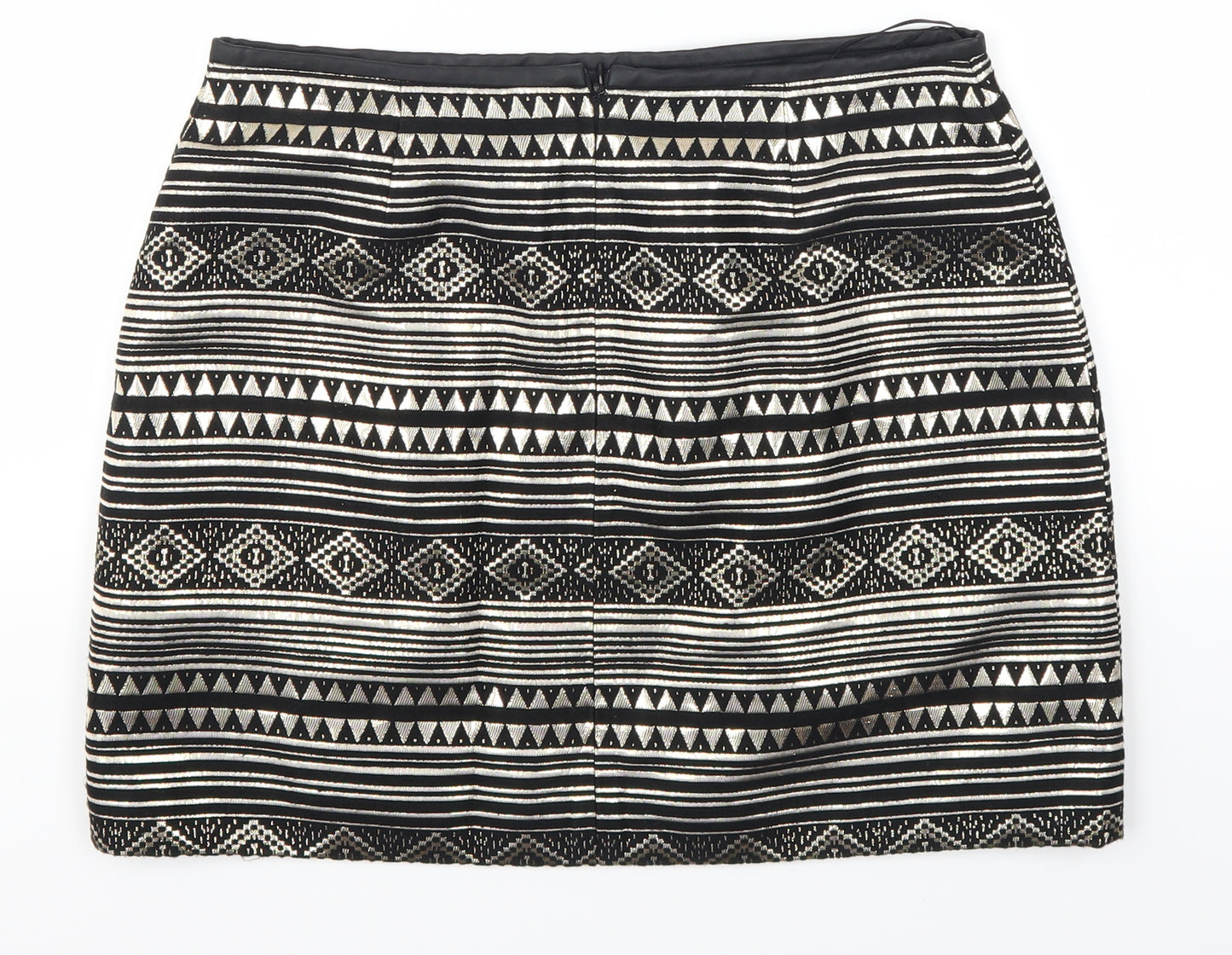 Oasis Womens Gold Geometric  Mini Skirt Size 12