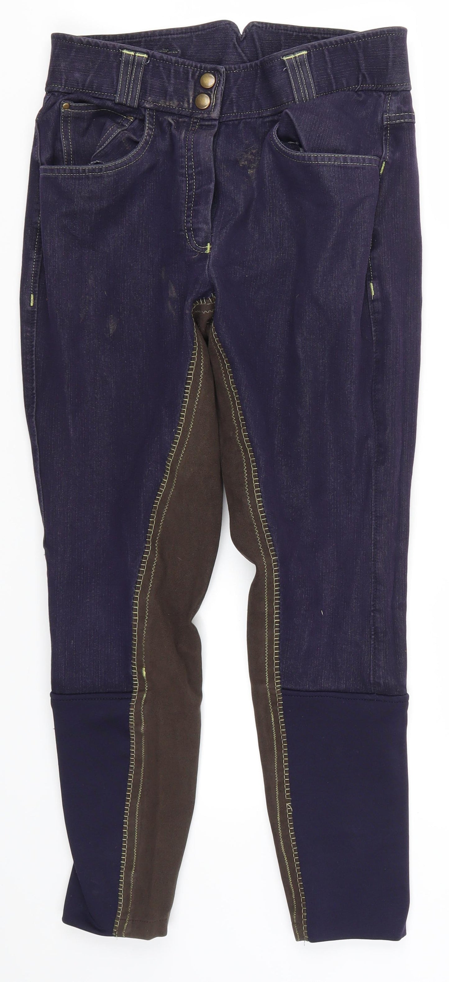Equestrian Womens Blue  Denim Cropped Leggings Size 28 in L25 in - Horse Riding