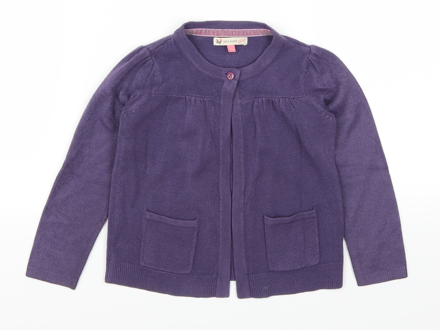 John Lewis Girls Purple   Cape Jumper Size 3 Years