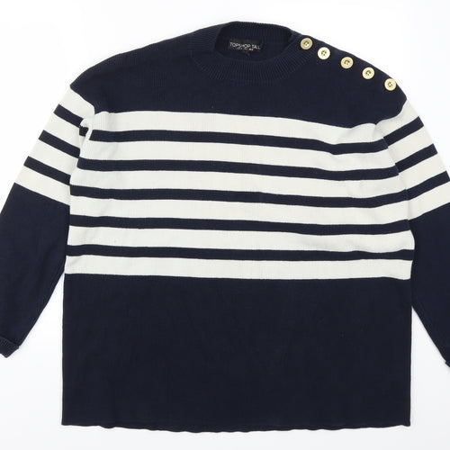 Topshop Womens Blue Striped  Pullover Jumper Size 12